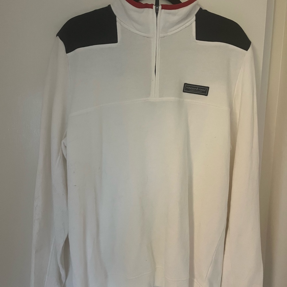 Vineyard Vines White and navy 1/4 shep shirt Sweatshirt
